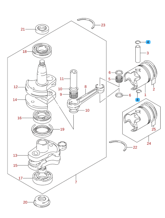Seguro de perno o Anillo de retención original Suzuki DT 40 OEM 09381-20003