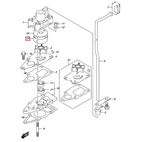 SUNCHO DE BOMBA DE AGUA SUZUKI DF 4-5-6HP OEM 17413-91JL0