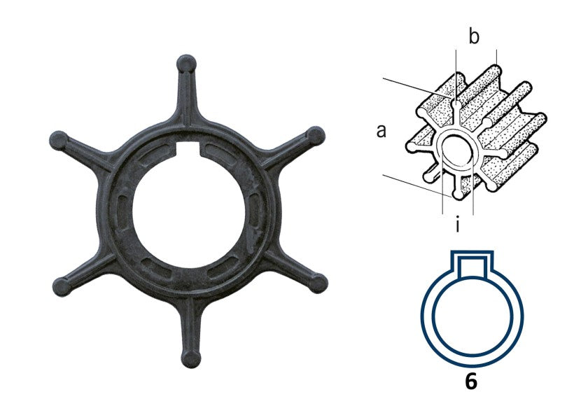 IMPULSOR, TURBINA ROTOR BOMBA DE AGUA HONDA BF 10, 15, 20| 19210-ZW9-A32