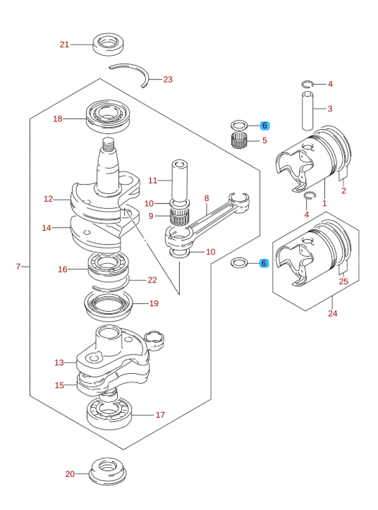 Arandela SUPERIOR DE VIELA Original Suzuki DT 40   OEM 09169-20006-000